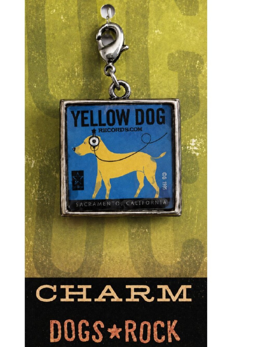 "Yellow Dog Records" Charm for Zipper Pull, Pet Collar Labrador Lab
